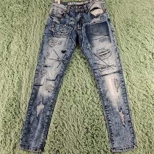 grindhouse Distressed Denim Jeans Slim Fit Casual Style 30x32